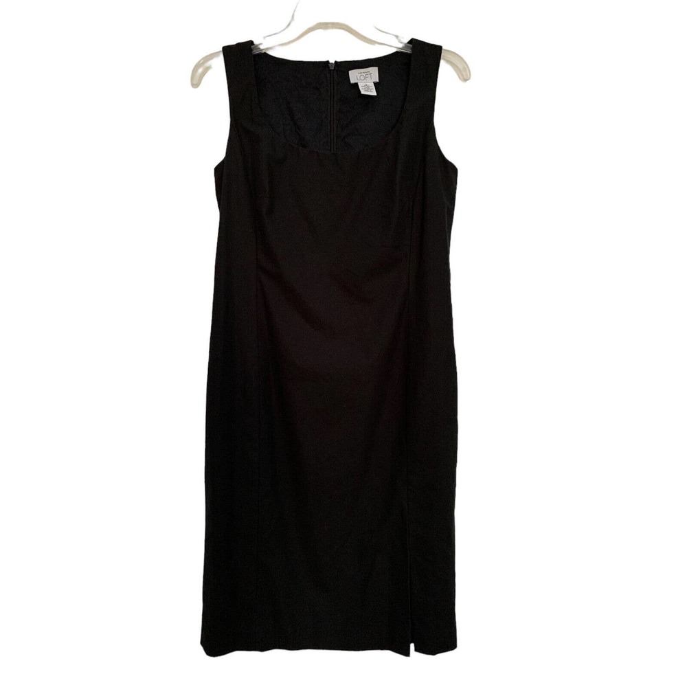 Ann Taylor Loft Womens 6 Black Sheath Dress Lined Round Neck Sleeveless